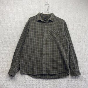 Oakley Button Long Sleeve Shirt Men M Olive Green Plaid Flannel Camp Forest